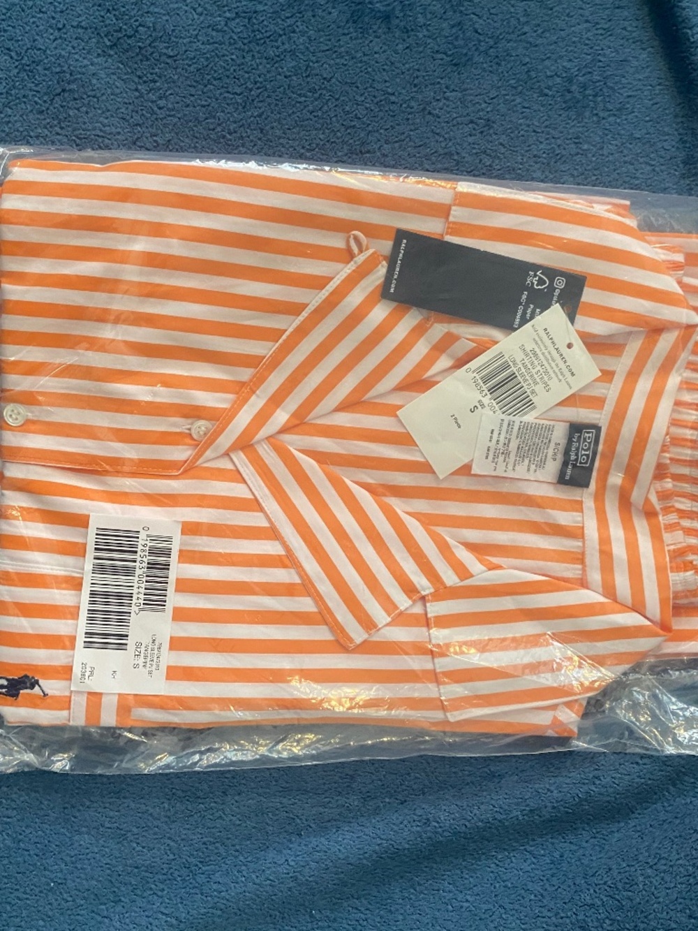Polo by Ralph Lauren Tangerine Shirting Stripes Long Sleeves Pajamas Set